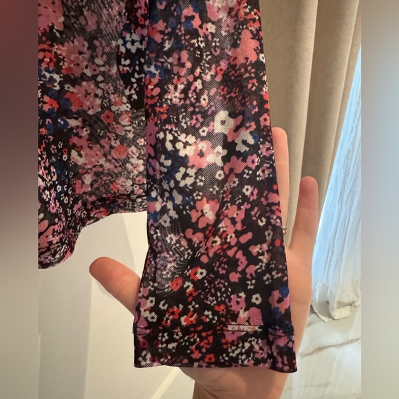 Maje Floral Print Mesh Long-sleeve Top Size Small/XS - Picture 6 of 7